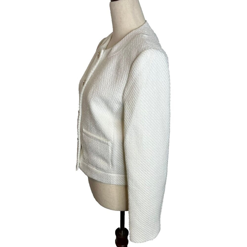 J.Crew $218 Petite Tweed Lady Jacket in Ivory Size P12 BW907 - Picture 6 of 10